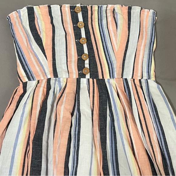 Free People Lilah multicolor Striped pleated Midi Dress size M - Picture 15 of 17